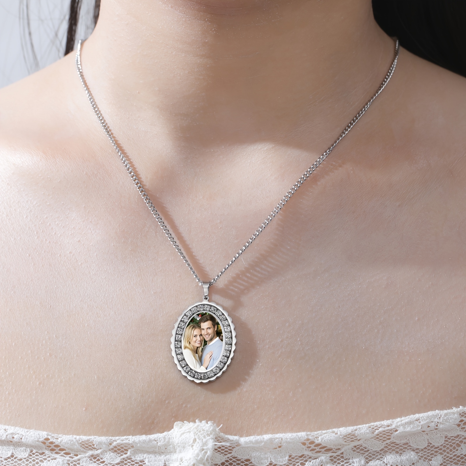 Personalized Photo Necklace, Custom Round Pendant Gift